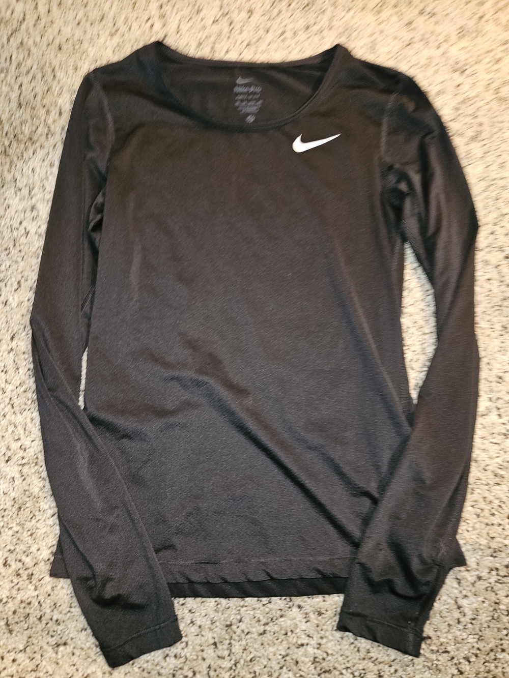 Nike Black Long-Sleeve Performance Top with White Swoosh
